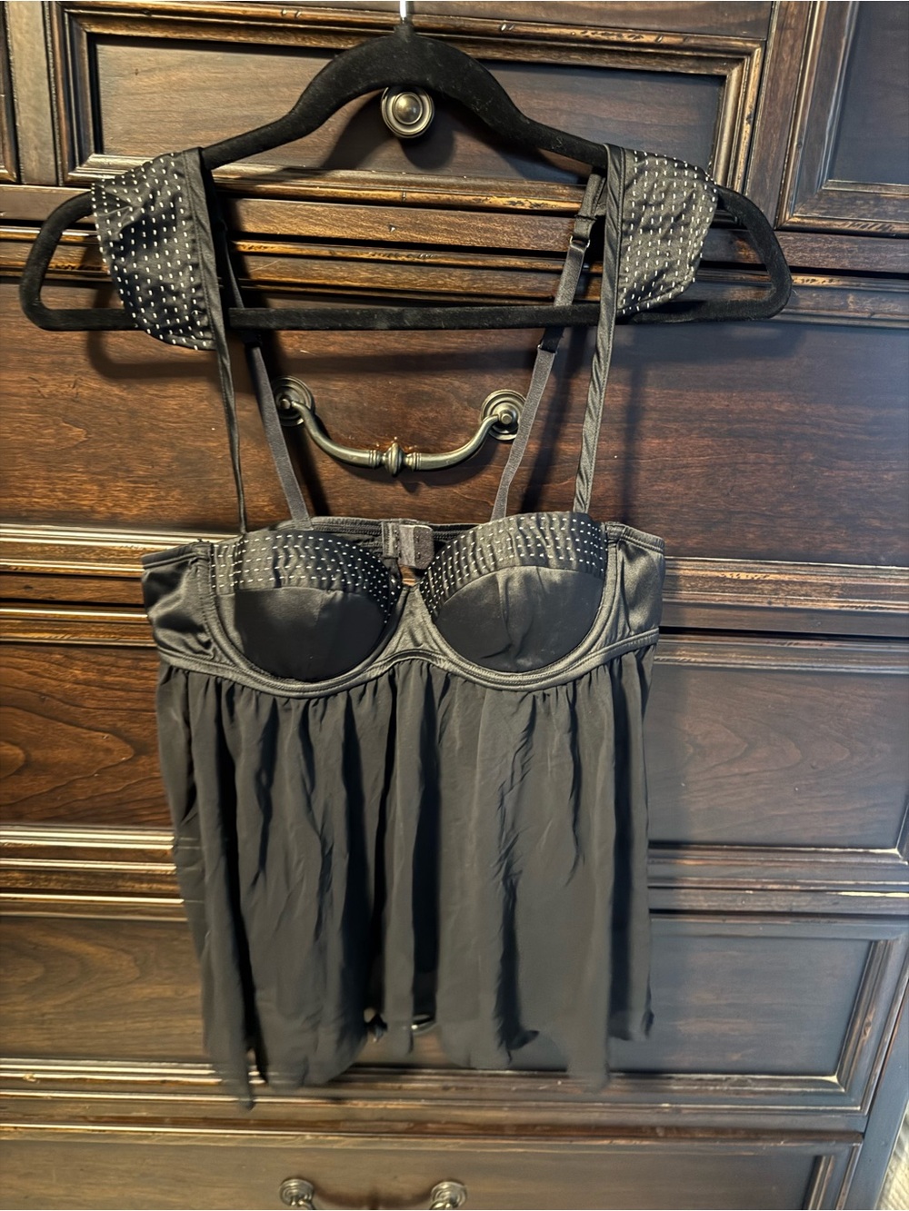 Black Victoria's Secret Sexy Little Things Polka-Trim Babydoll Chemise size 34C